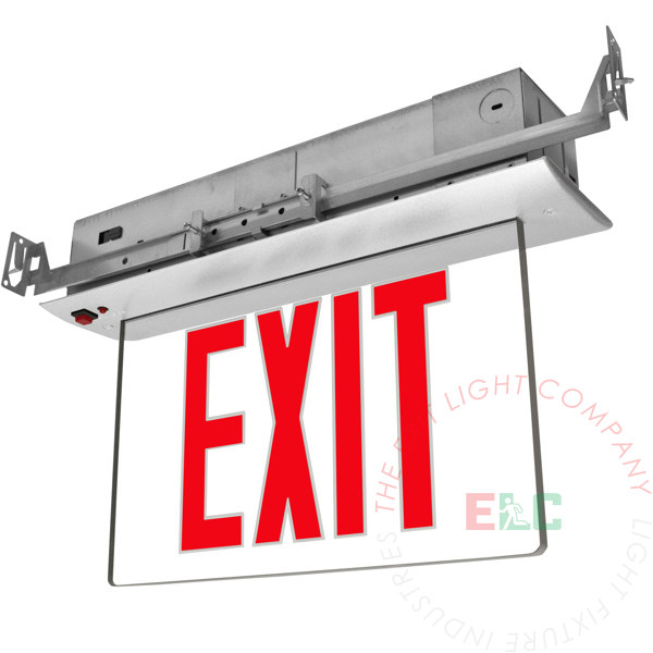 Exit Sign Edge Lit Recessed Series Red LED [ELRR] Light Fixture